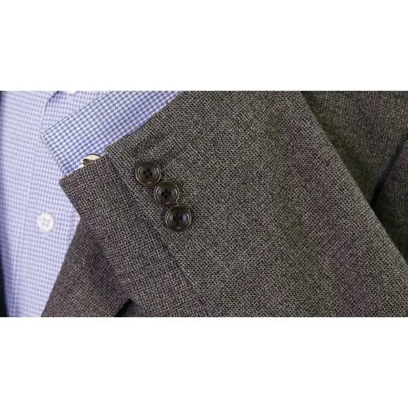 Armani Collezioni Black Tan Knit Woven Wool Viscose Sportscoat Blazer 42L